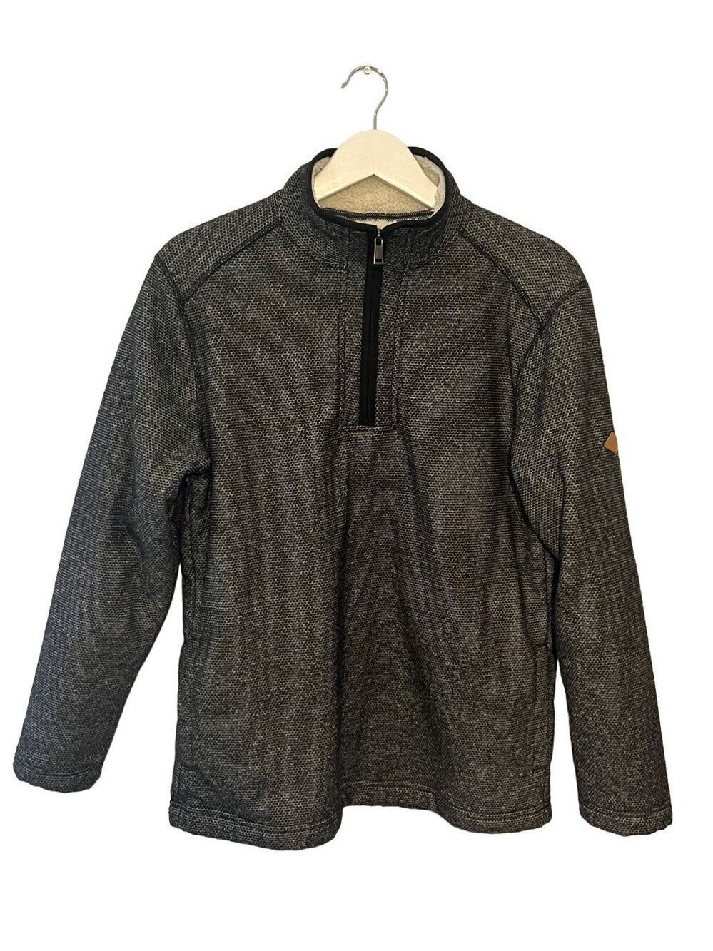 Orvis gray knit fleece lined 1/4 zip pullover sweater - S